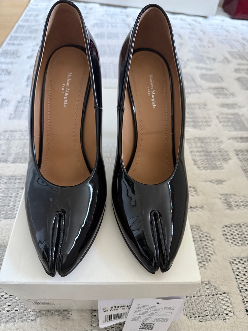 Maison Martin Margiela Black Patent Leather Split-Toe Pumps
